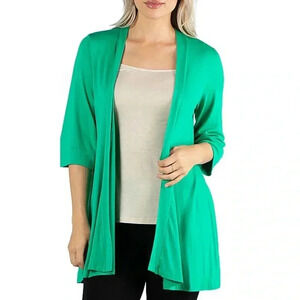 ☘️ NWT 24/7 Open Front 3/4 Sleeve Cardigan, Size 3X (16/18), Green